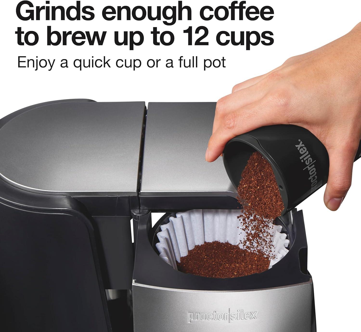 image:imageProctor Silex Electric Coffee Grinder for Beans Spices and More Stainless Steel Blades Makes upto 12 Cups BlackBlack