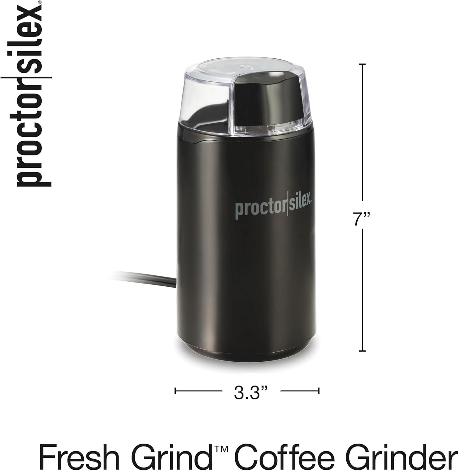 image:imageProctor Silex Electric Coffee Grinder for Beans Spices and More Stainless Steel Blades Makes upto 12 Cups BlackBlack