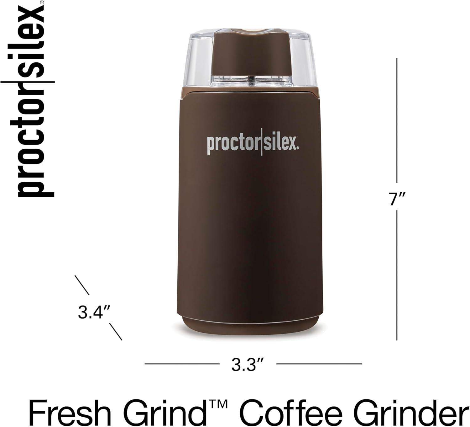 image:imageProctor Silex Electric Coffee Grinder for Beans Spices and More Stainless Steel Blades Makes upto 12 Cups BlackBrown