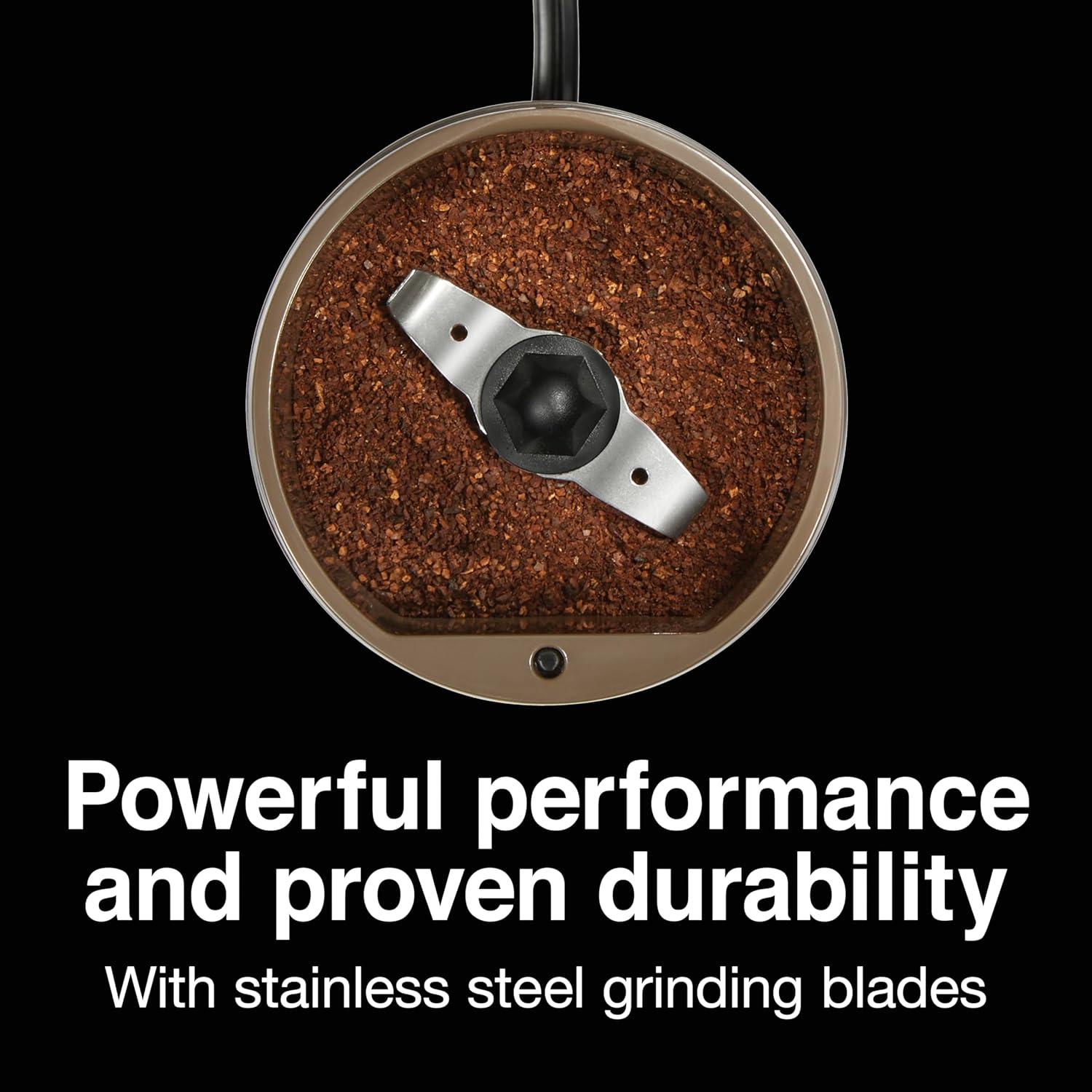 image:imageProctor Silex Electric Coffee Grinder for Beans Spices and More Stainless Steel Blades Makes upto 12 Cups BlackBrown