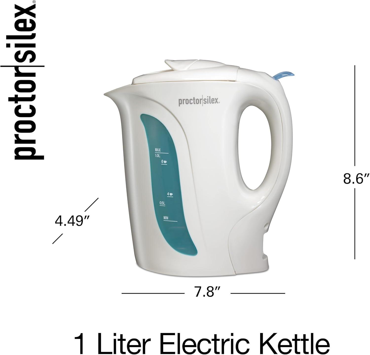 image:imageProctor Silex Electric Tea Kettle Water Boiler amp Heater AutoShutoff amp BoilDry Protection 1000 Watts for Fast Boiling 1 Liter WhiteWhite