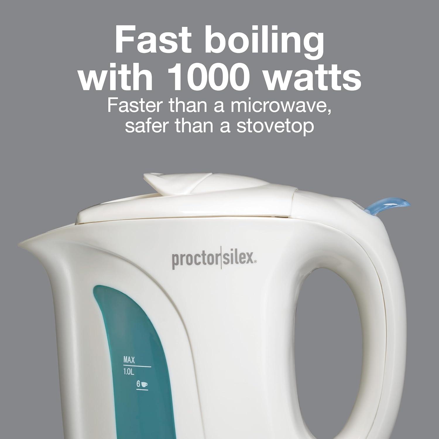image:imageProctor Silex Electric Tea Kettle Water Boiler amp Heater AutoShutoff amp BoilDry Protection 1000 Watts for Fast Boiling 1 Liter WhiteWhite