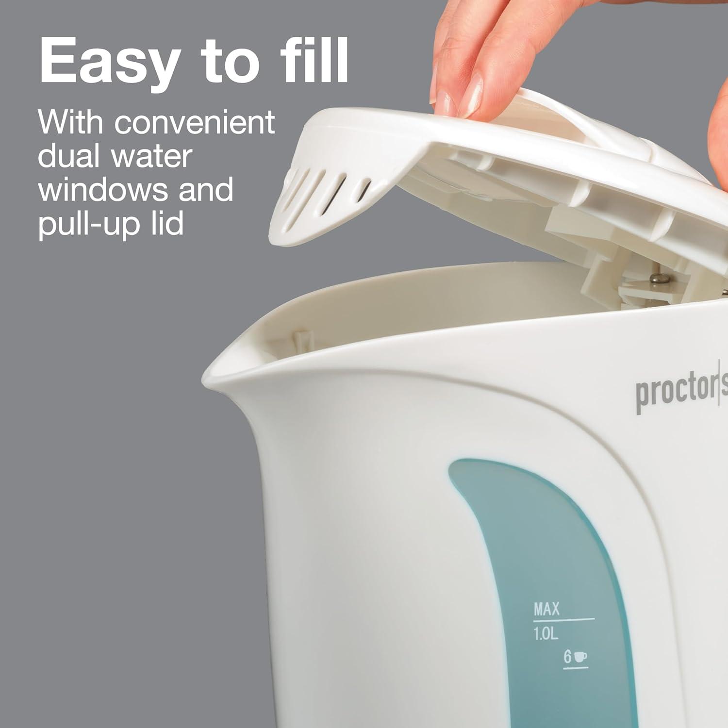 image:imageProctor Silex Electric Tea Kettle Water Boiler amp Heater AutoShutoff amp BoilDry Protection 1000 Watts for Fast Boiling 1 Liter WhiteWhite