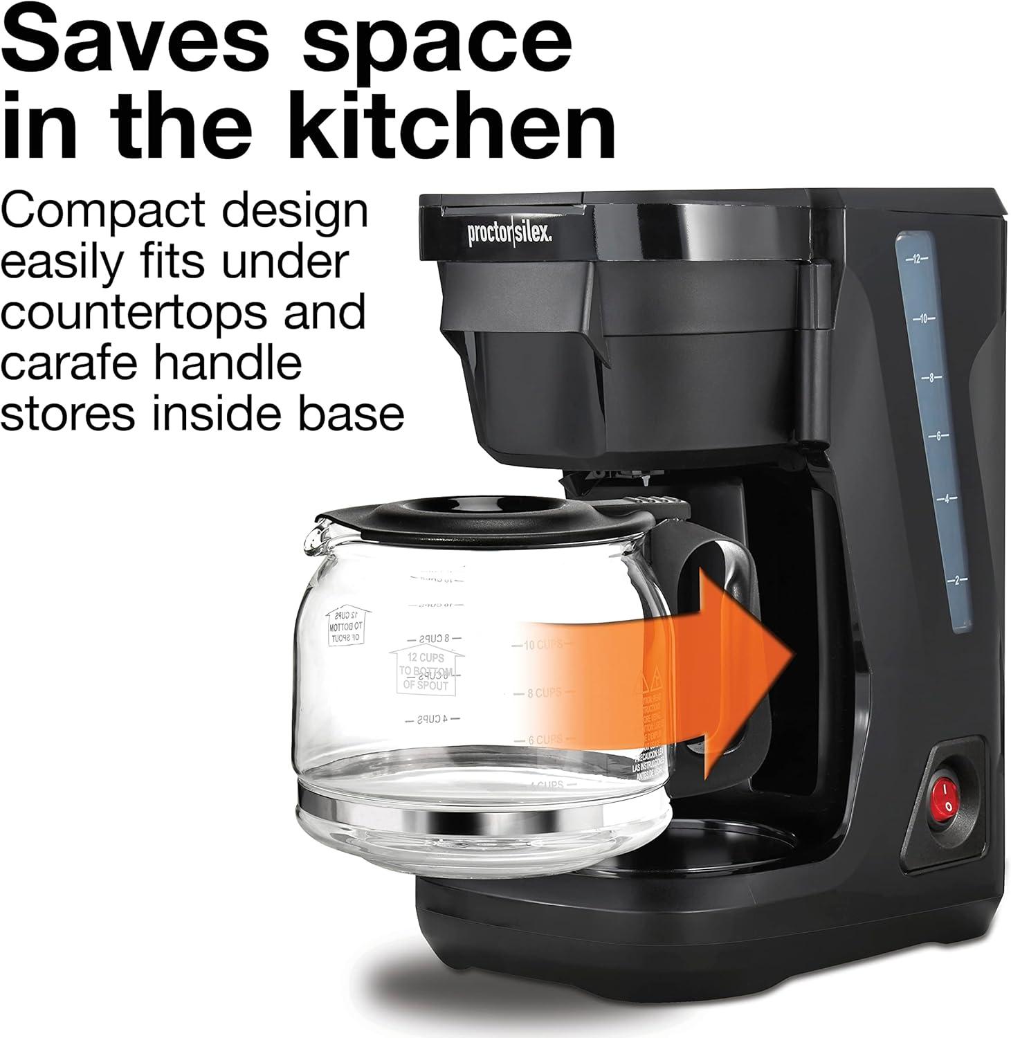 image:imageProctor Silex FrontFill Drip Coffee Maker Digital amp Programmable 12 Cup Glass Carafe Black and Silver 43685PSCompact