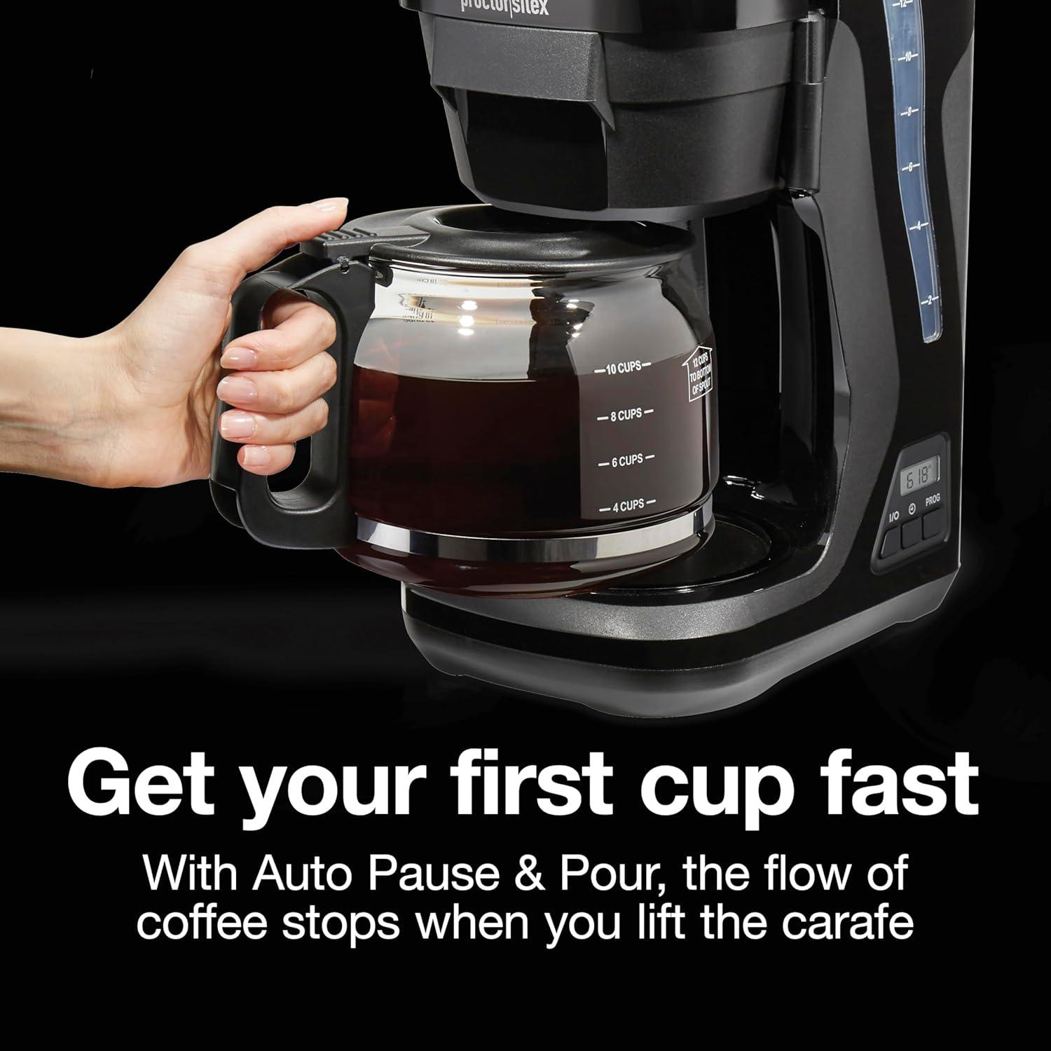 image:imageProctor Silex FrontFill Drip Coffee Maker Digital amp Programmable 12 Cup Glass Carafe Black and Silver 43685PSCompact