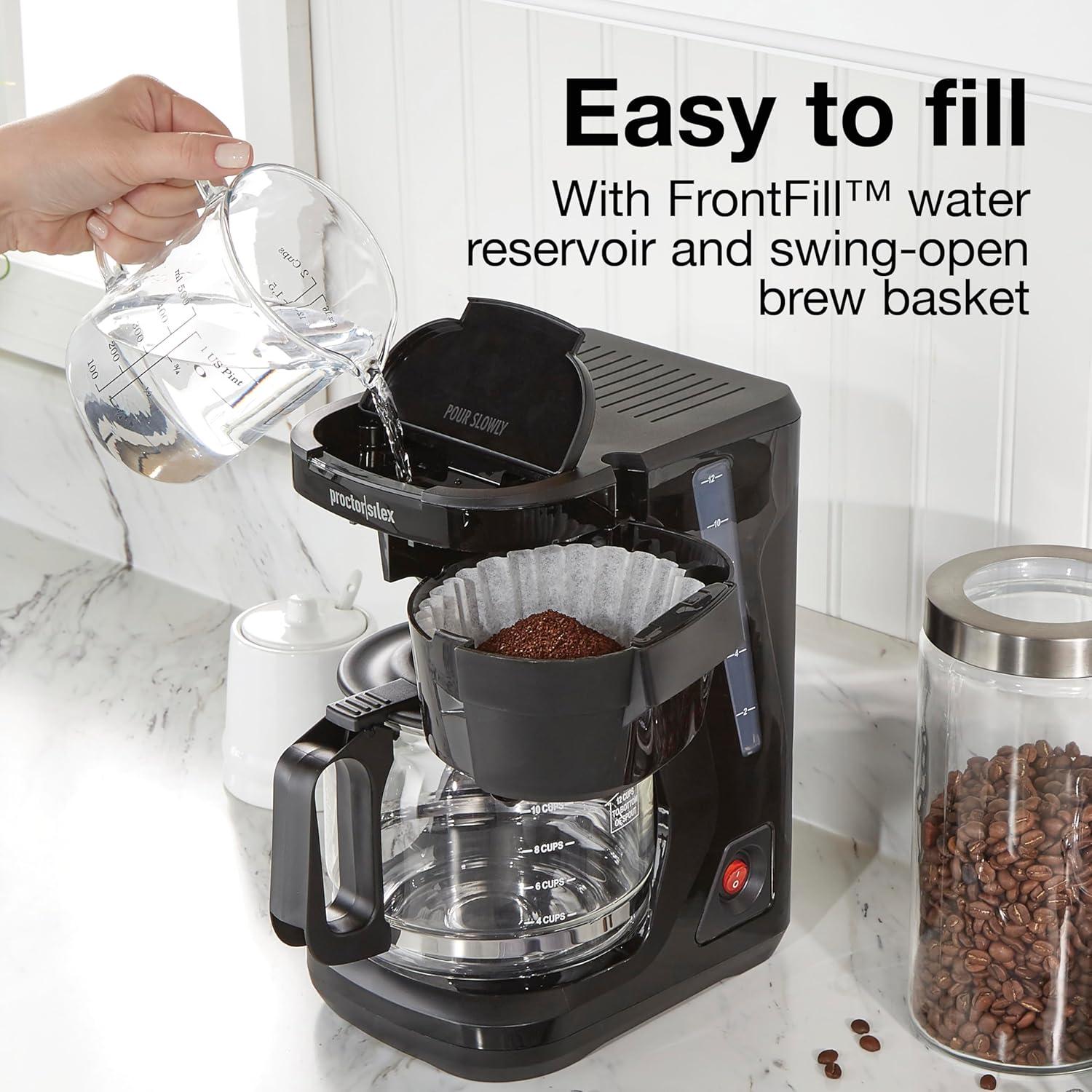 image:imageProctor Silex FrontFill Drip Coffee Maker Digital amp Programmable 12 Cup Glass Carafe Black and Silver 43685PSCompact