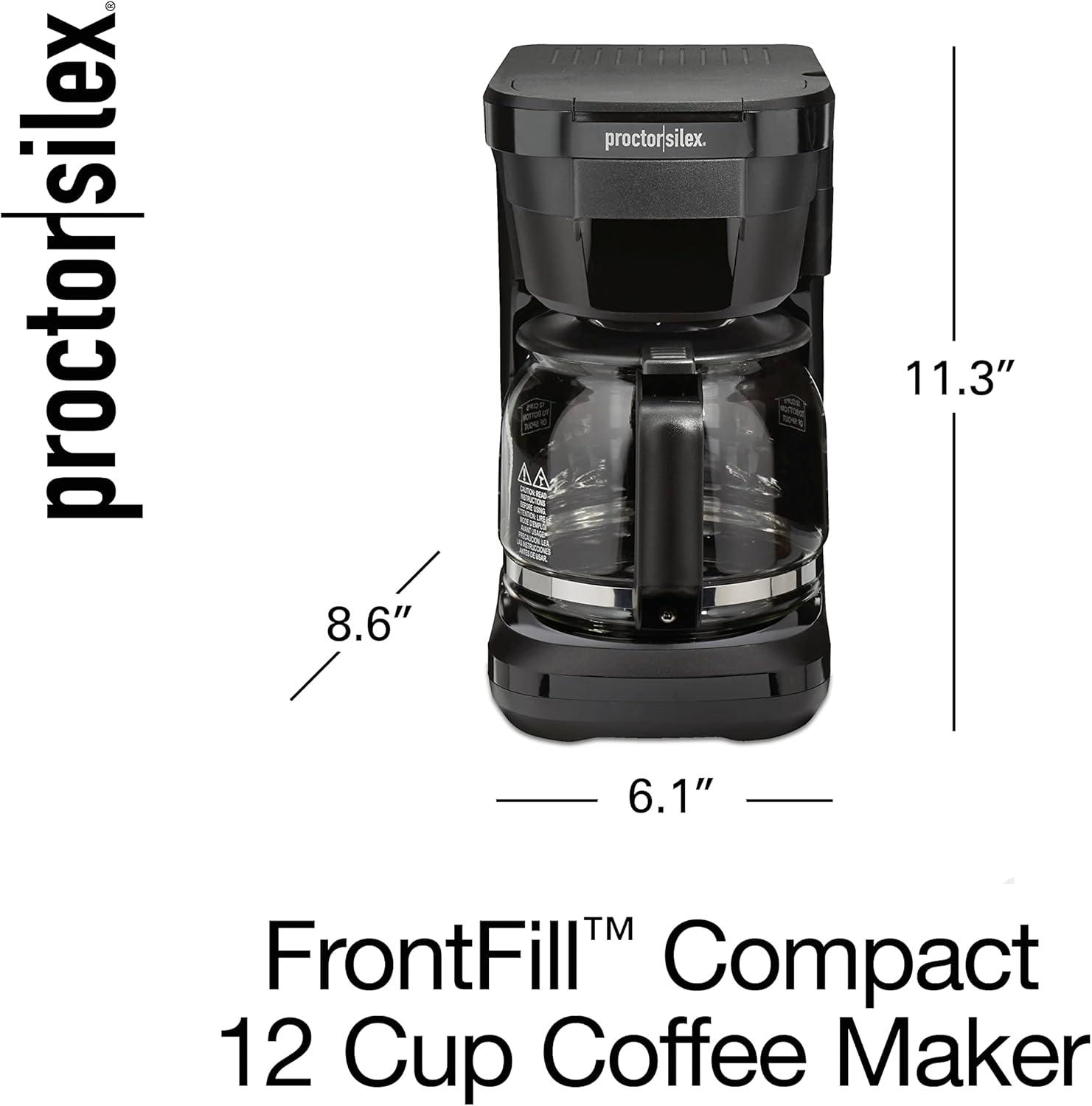 image:imageProctor Silex FrontFill Drip Coffee Maker Digital amp Programmable 12 Cup Glass Carafe Black and Silver 43685PSCompact