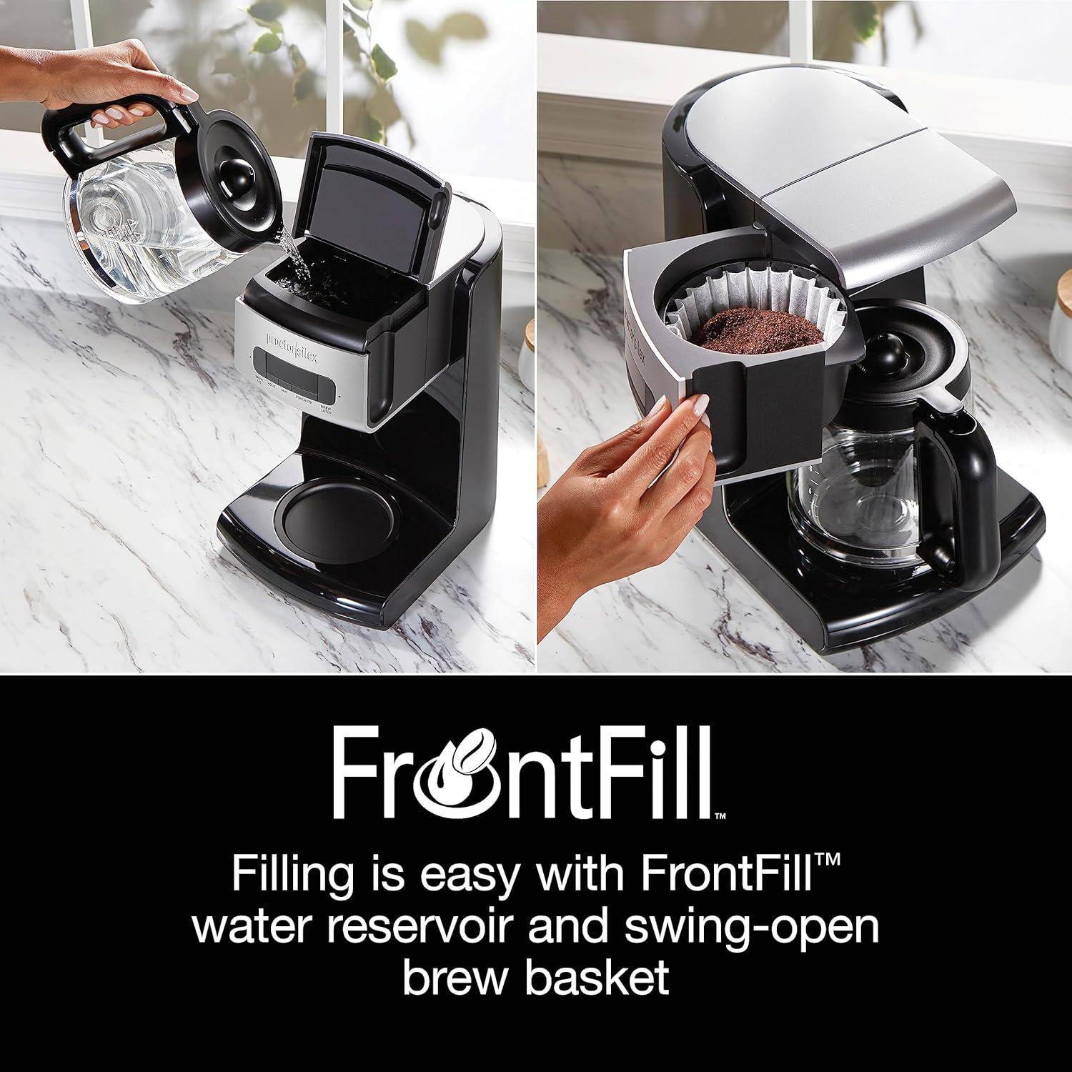 image:imageProctor Silex Platinum Series FrontFill Drip Coffee Maker Digital amp Programmable 12 Cup Glass Carafe Black and Silver 4368712 Cup Digital Programmable