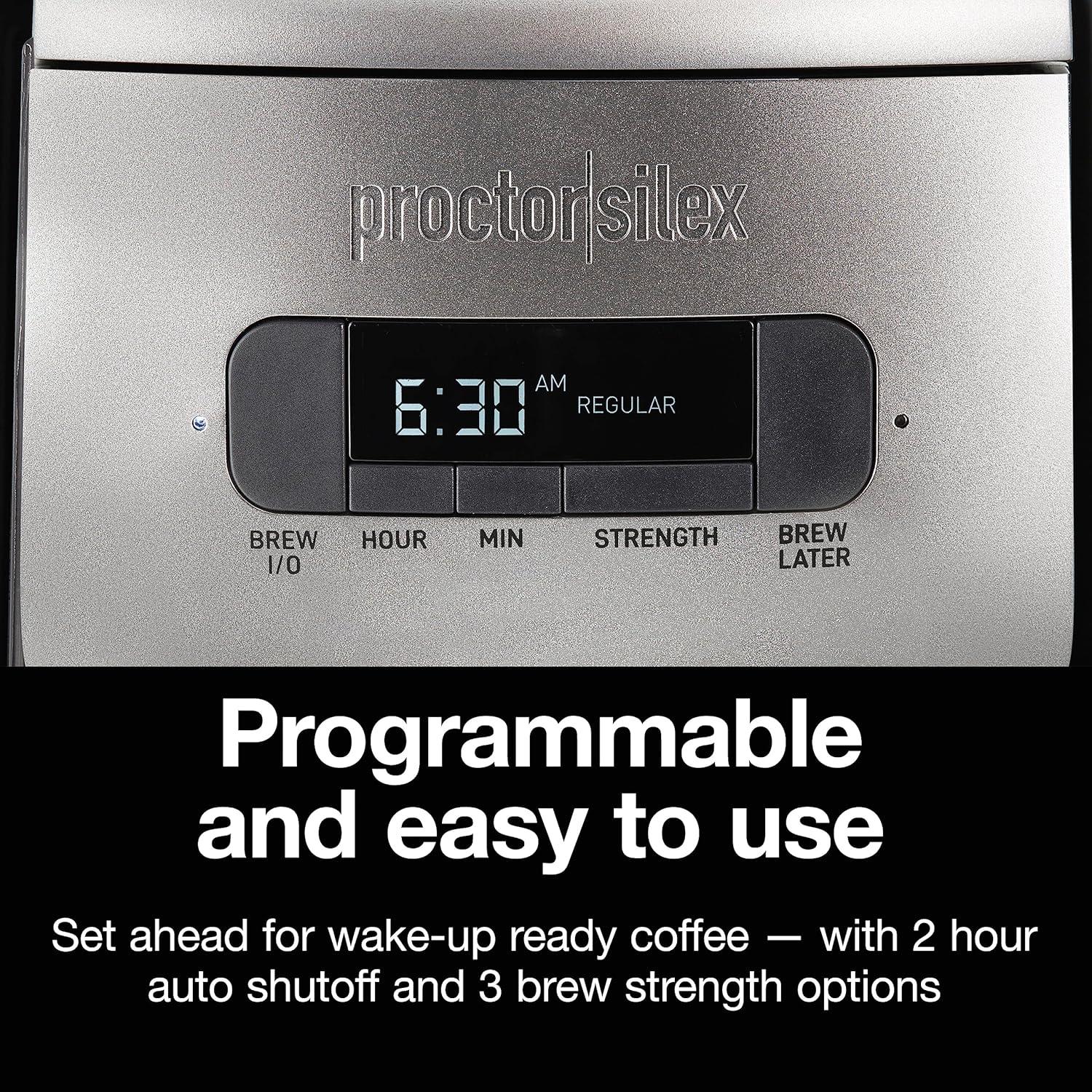 image:imageProctor Silex Platinum Series FrontFill Drip Coffee Maker Digital amp Programmable 12 Cup Glass Carafe Black and Silver 4368712 Cup Digital Programmable
