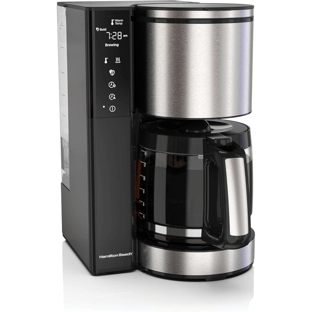 image:imageHamilton Beach 14 Cup Programmable Coffee Maker with Easy Measure Light Up Reusable Filter Removable 70 Oz Water Reservoir Black and Stainless Steel
