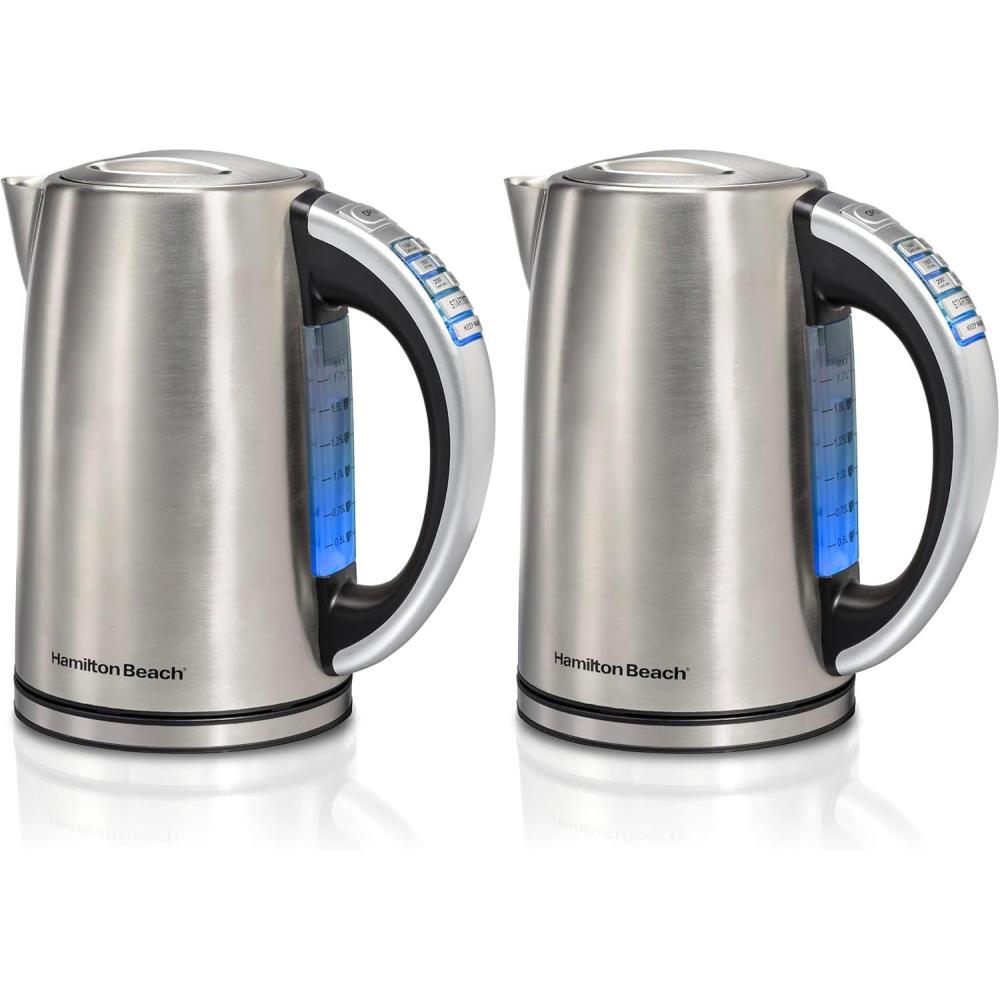image:imageHamilton Beach 17 Liter Temperature Control Electric Kettle Water Boiler amp Heater Fast Boiling 1500 Watts BPA Free Cordless AutoShutoff and BoilDry Protection Stainless Steel 41020R18 Quarts Pack of 2