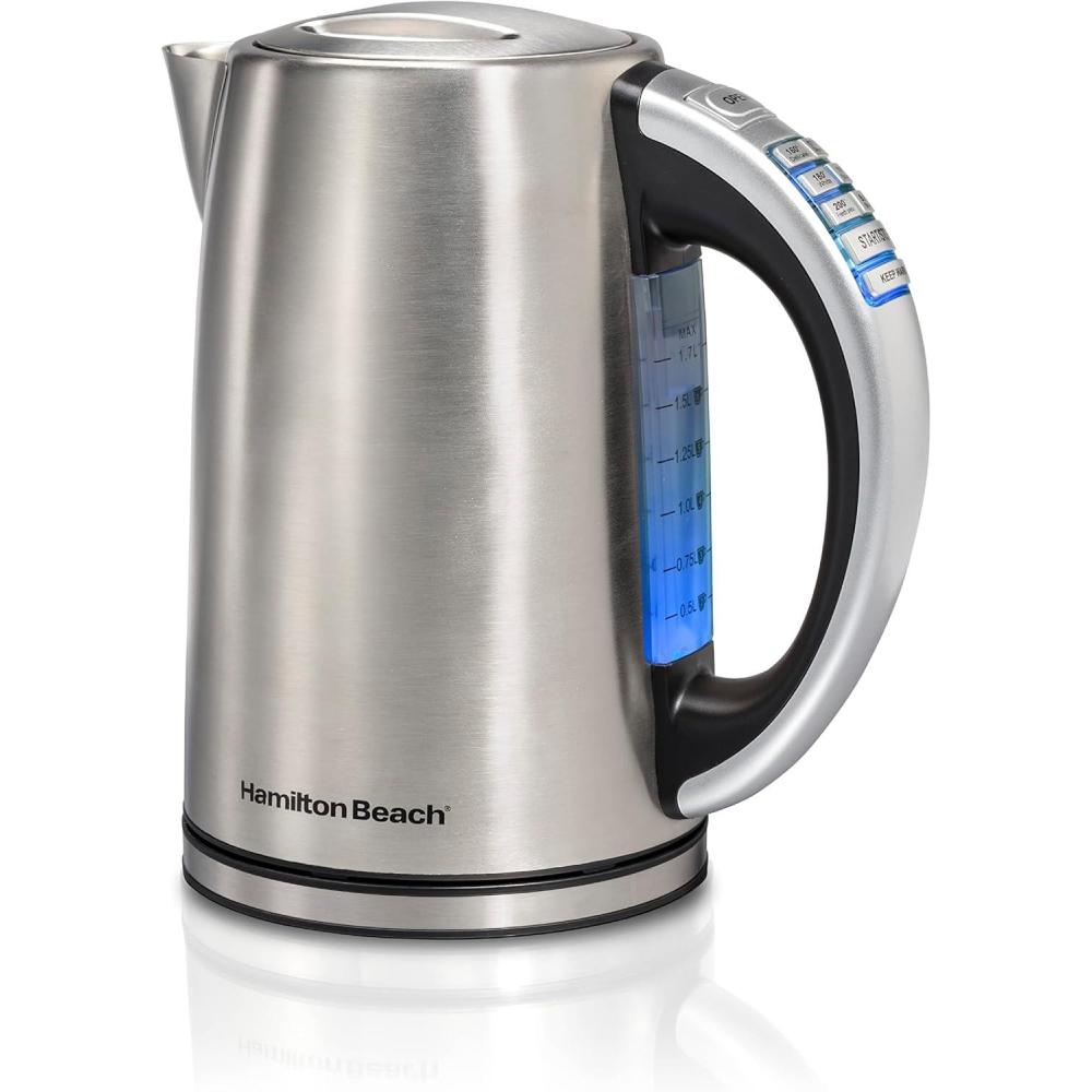 image:imageHamilton Beach 17 Liter Temperature Control Electric Kettle Water Boiler amp Heater Fast Boiling 1500 Watts BPA Free Cordless AutoShutoff and BoilDry Protection Stainless Steel 41020R18 Quarts