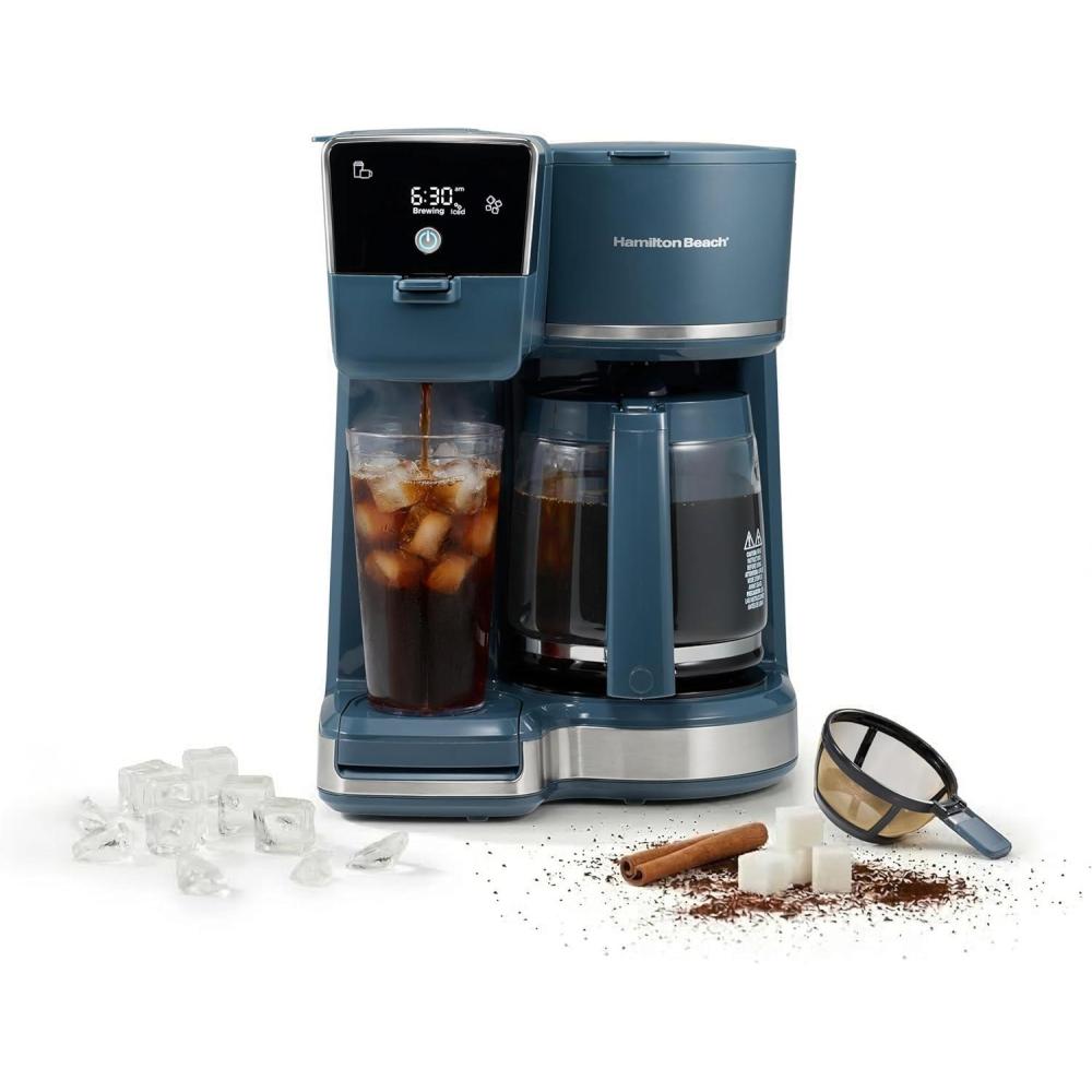 image:imageHamilton Beach 2Way 12 Cup Programmable Drip Hot and Iced Coffee Maker amp Single Serve Coffee Machine AquaFlow Showerhead Glass Carafe Auto Pause and Pour Black 47500JKitchen Makeover Blue
