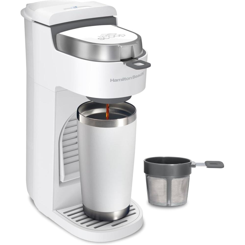 image:imageHamilton Beach 47621 The Scoop Single Serve Coffee Maker amp Fast Grounds Brewer for 814oz Cups Brews in Minutes Next Gen WhiteWhite