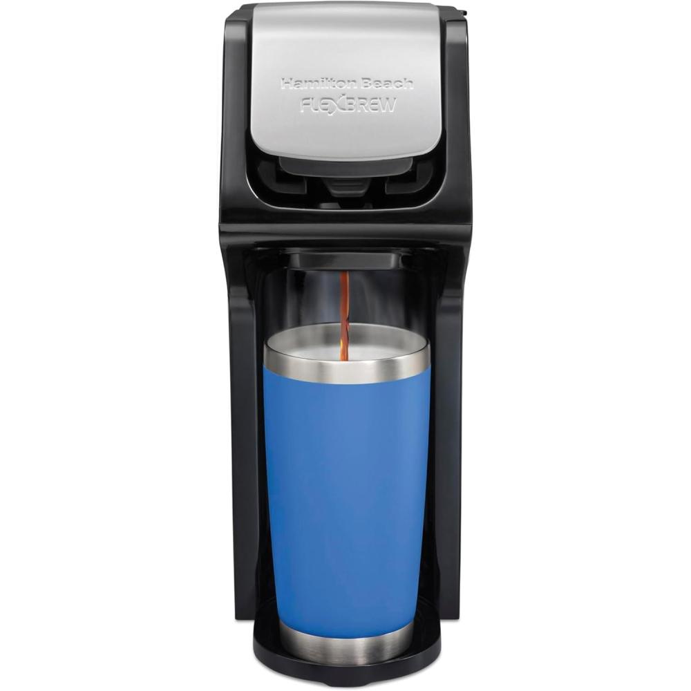 image:imageHamilton Beach 49918 FlexBrew SingleServe Coffee Maker Compatible with Pod Packs and Grounds 14 oz Black Stainless Fast BrewBlack Fast Brewing