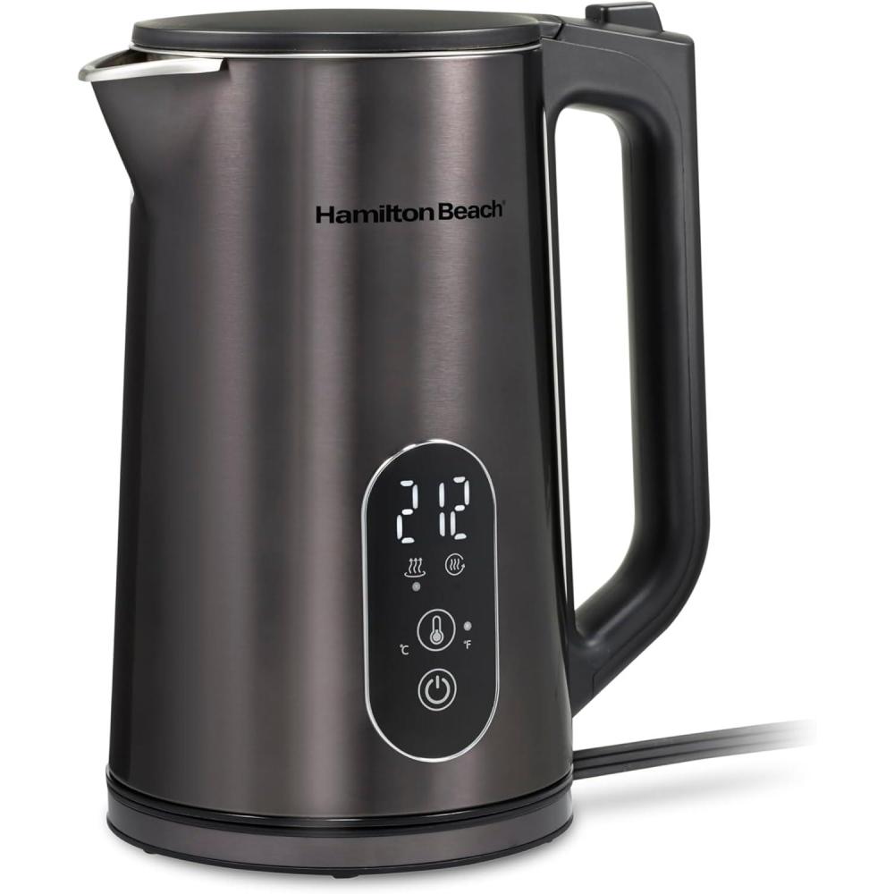 image:imageHamilton Beach Digital Temperature Control Electric Tea Kettle Hot Water Boiler amp Heater 17L 5 Preset Modes Keep Warm Fast Boil 1500 Watts BPA Free Double Wall Construction Black 40851
