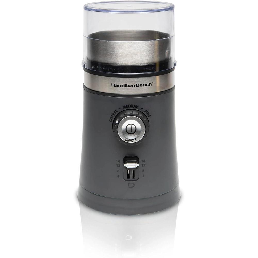 image:imageHamilton Beach Electric Coffee Grinder for Beans Spices and More with Multiple Grind Settings for up to 14 Cups Removable Stainless Steel Chamber Grey 80396C 10 oz