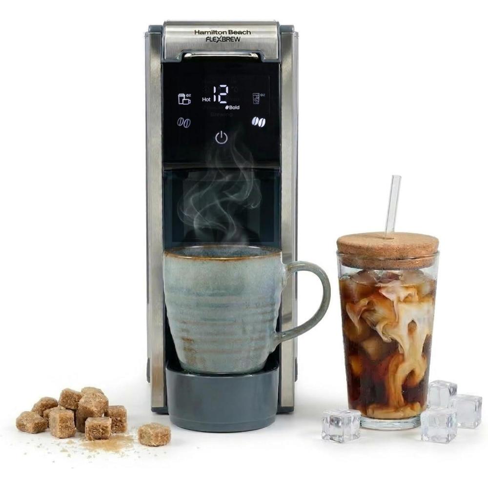 image:imageHamilton Beach FlexBrew Advanced 4in1 Single Serve Hot amp Iced Coffee Maker with Removable 45 oz Water Reservoir Use Pod Packs and Grounds Fast Brewing Black 49925Kitchen Makeover Blue