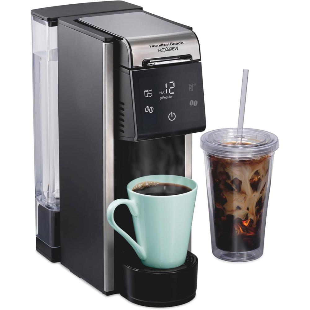 image:imageHamilton Beach FlexBrew Advanced 4in1 Single Serve Hot amp Iced Coffee Maker with Removable 45 oz Water Reservoir Use Pod Packs and Grounds Fast Brewing Black 49925Black