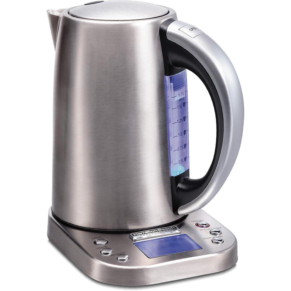 image:imageHamilton Beach Professional Digital LCD Temperature Control Electric Tea Kettle Water Boiler amp Heater 17 Liter Fast Boiling 1500 Watts Cordless AutoShutoff amp BoilDry Protection Silver 41028