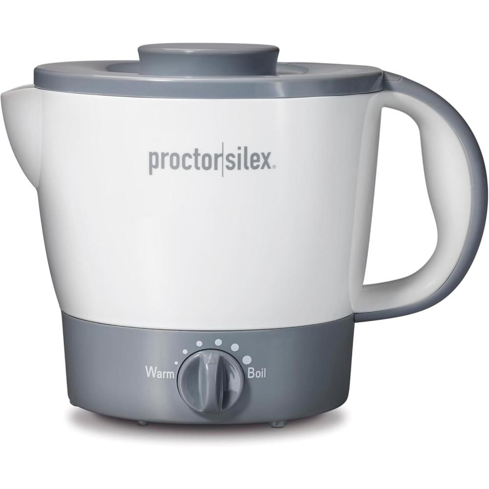 image:imageProctor Silex 32oz Adjustable Temperature Hot Pot Electric Kettle for Tea Boiling Water Cooking Ramen Noodles and Soup PFASFree Nonstick Coating White 48507MNWhite