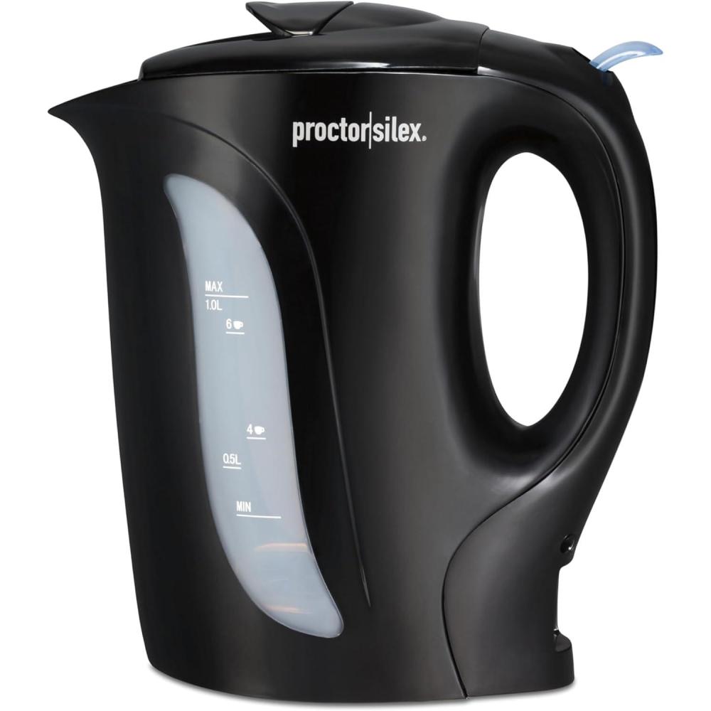 image:imageProctor Silex Electric Tea Kettle Water Boiler amp Heater AutoShutoff amp BoilDry Protection 1000 Watts for Fast Boiling 1 Liter WhiteBlack