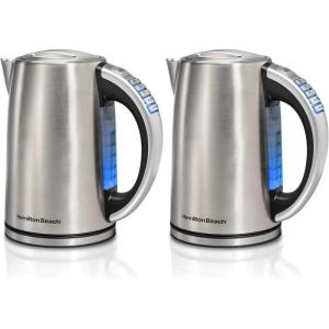 image:imageHamilton Beach 17 Liter Temperature Control Electric Kettle Water Boiler amp Heater Fast Boiling 1500 Watts BPA Free Cordless AutoShutoff and BoilDry Protection Stainless Steel 41020R18 Quarts Pack of 2