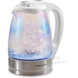 image:imageHamilton Beach 17L Electric Tea Kettle Water Boiler amp Heater LED Indicator BuiltIn Mesh Filter AutoShutoff amp BoilDry Protection Cordless Serving Iridescent Clear Glass 41055Iridescent Clear Glass