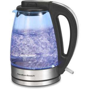 image:imageHamilton Beach 17L Electric Tea Kettle Water Boiler amp Heater LED Indicator BuiltIn Mesh Filter AutoShutoff amp BoilDry Protection Cordless Serving Iridescent Clear Glass 41055Clear Glass