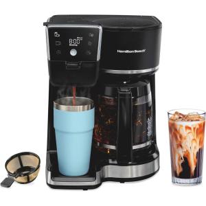 image:imageHamilton Beach 2Way 12 Cup Programmable Drip Hot and Iced Coffee Maker amp Single Serve Coffee Machine AquaFlow Showerhead Glass Carafe Auto Pause and Pour Black 47500JBlack