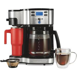 image:imageHamilton Beach 2Way Programmable Coffee Maker 12 Cup Glass Carafe And Single Serve Coffee Maker Black with Stainless Steel Accents 49980RGBlack