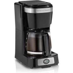 image:imageHamilton Beach 5 Cup Drip Coffee Maker with Easy FrontFill Basket Compact Design Programmable Clock Glass Carafe Auto Pause and Pour Black amp Stainless Steel 461115 Cup  Works with Smart Plugs