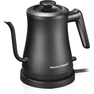 image:imageHamilton Beach Compact 20 oz  06 Liter Gooseneck Electric Kettle for Boiling Water Pour Over Coffee Tea Ultra Fast Heating With 1200 Watts Stainless Steel BPAFree Interior Black 4104506 Quarts
