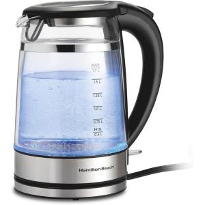 image:imageHamilton Beach Double Wall 17L Electric Kettle Water Boiler amp Heater BuiltIn Mesh Filter AutoShutoff amp BoilDry Protection Cordless Serving Variable LED Indicator Glass 4085018 Quarts