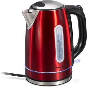 image:imageHamilton Beach Electric Tea Kettle Water Boiler amp Heater 17 Liter Cordless Serving 1500 Watts for Fast Boiling AutoShutoff and BoilDry Protection Stainless Steel with LED Light Ring 41037Red with LED Light Ring