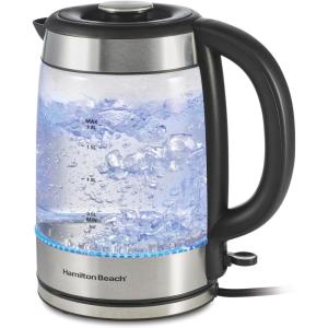 image:imageHamilton Beach Electric Tea Kettle Water Boiler amp Heater 18 Liter 1500 Watts for Fast Boiling BPA Free Cordless Serving AutoShutoff amp BoilDry Protection Blue LED Glass 40853C19 Quarts