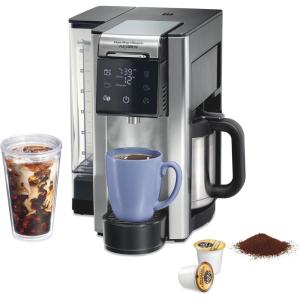 image:imageHamilton Beach FlexBrew Advanced 5in1 Thermal Programmable 12 Cup Drip and Single Serve Hot amp Iced Coffee Maker Movable 60oz Water Reservoir Use Pod Packs and Grounds Fast Brewing Black 49929