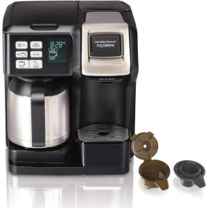 image:imageHamilton Beach FlexBrew Trio 2Way Coffee Maker Compatible with KCup Pods or Grounds Combo Single Serve amp Full 12c Thermal Pot Black and Stainless  Fast Brewing10 Cups