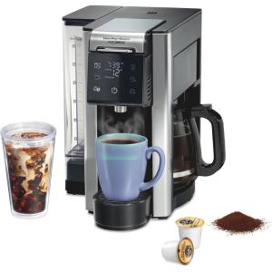 image:imageHamilton Beach Flexbrew Advanced 5in1 Programmable 12 Cup Drip and Single Serve Hot amp Iced Coffee Maker with Movable 60 oz Reservoir Pod Packs and Grounds Fast Brewing Black