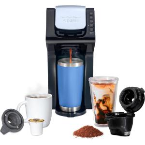 image:imageHamilton Beach Gen 4 FlexBrew SingleServe Hot amp Iced Coffee Maker with Removable Reservoir Compatible with Pod Packs and Grounds 50 oz 4 Fast Brewing Options Black