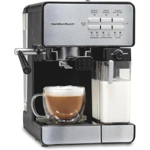 image:imageHamilton Beach Slide and Lock Espresso Machine Programmable Coffee Maker for CafQuality Cappuccino amp Latte 15 Bar Pump Milk Frother Steamer Wand 70 oz Removable Reservoir Black 40750
