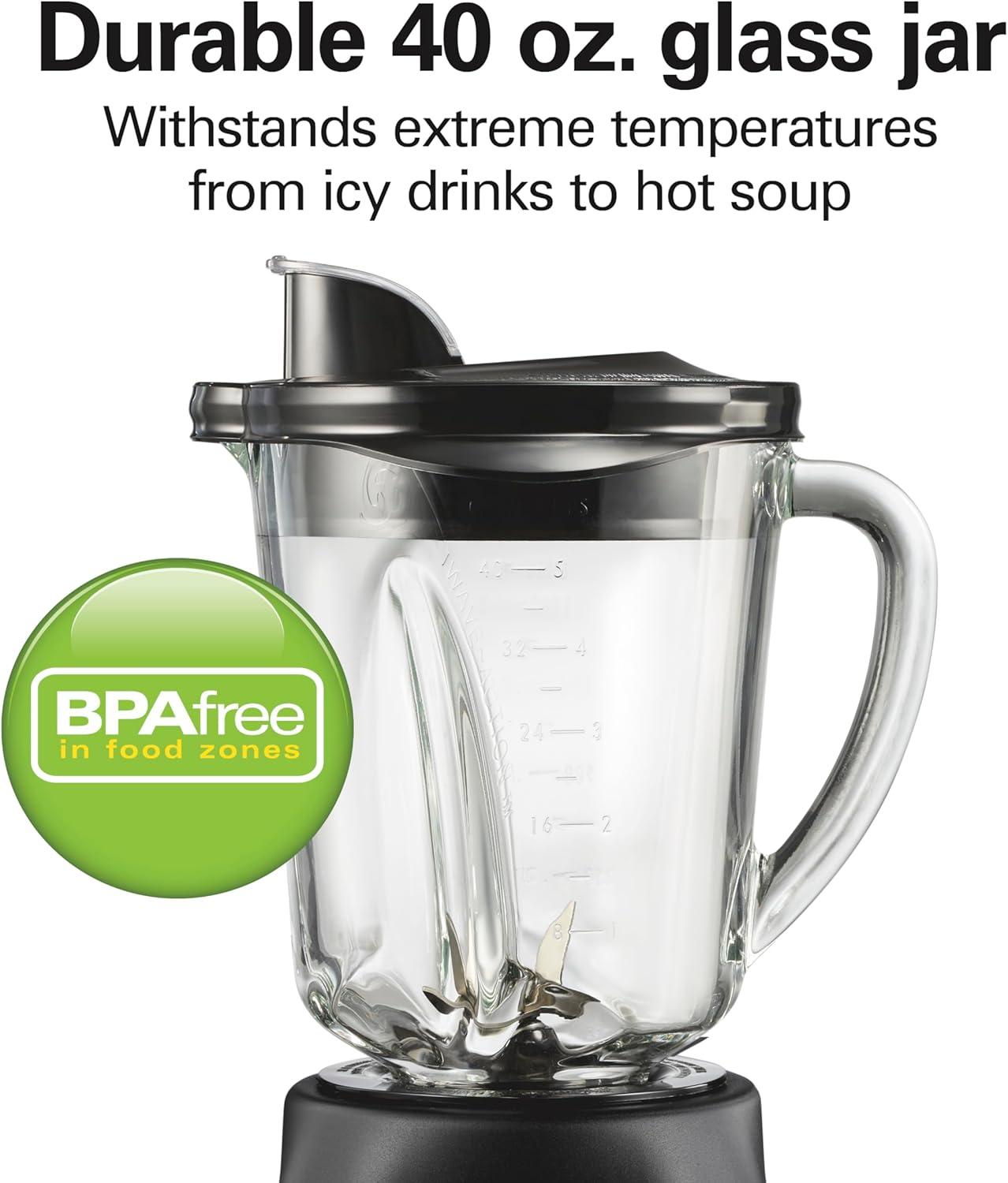 image:imageHamilton Beach Blender for Smoothies with 5 Functions Including Auto Smoothie Cycle Wave Action System for Ultra Smooth Results 850 Watts 40oz BPA Free Glass Jar Stainless Steel 56208Stainless Steel