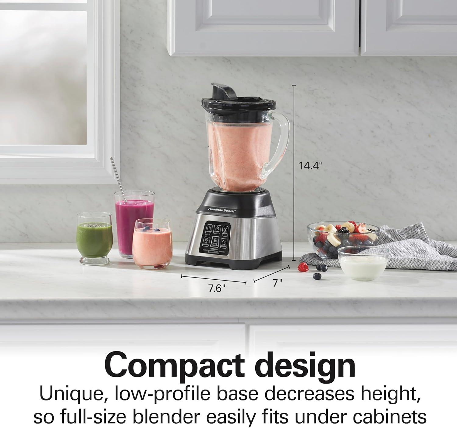image:imageHamilton Beach Blender for Smoothies with 5 Functions Including Auto Smoothie Cycle Wave Action System for Ultra Smooth Results 850 Watts 40oz BPA Free Glass Jar Stainless Steel 56208Stainless Steel