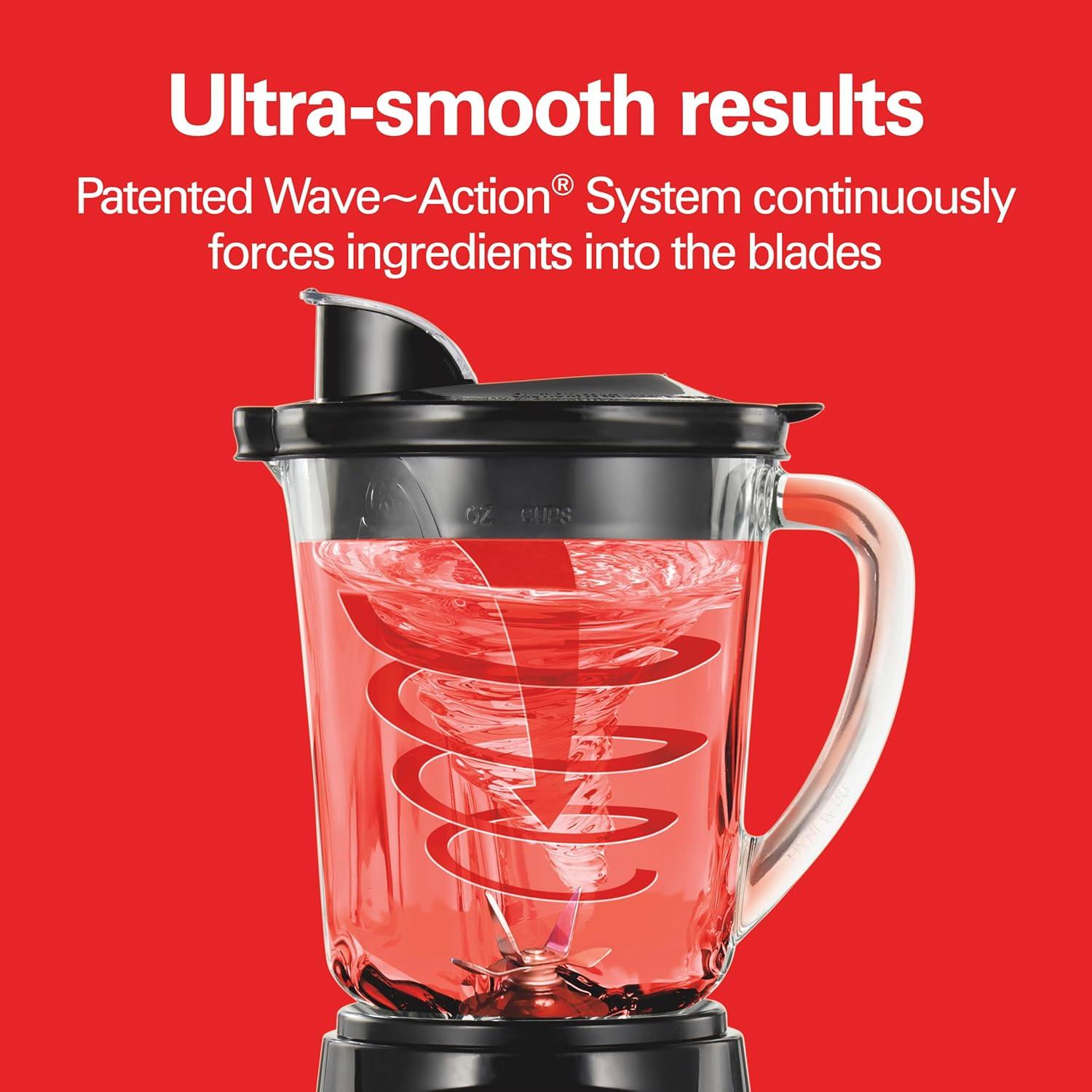image:imageHamilton Beach Power Elite Blender for Smoothies with 3Cup Vegetable Chopper Mini Food Processor 40oz Glass Jar 12 Functions for Puree Ice Crush Black 58149Black