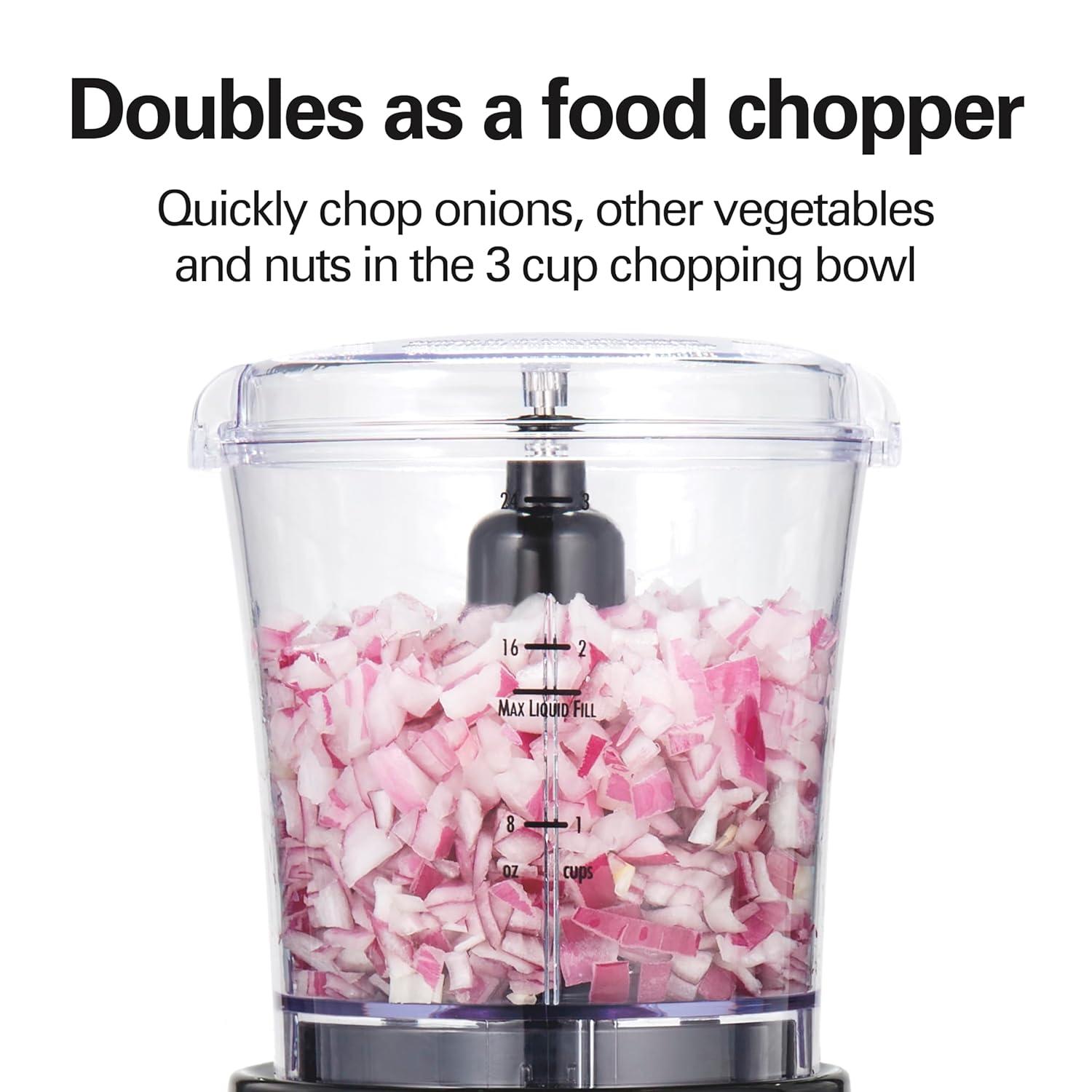 image:imageHamilton Beach Power Elite Blender for Smoothies with 3Cup Vegetable Chopper Mini Food Processor 40oz Glass Jar 12 Functions for Puree Ice Crush Black 58149Black
