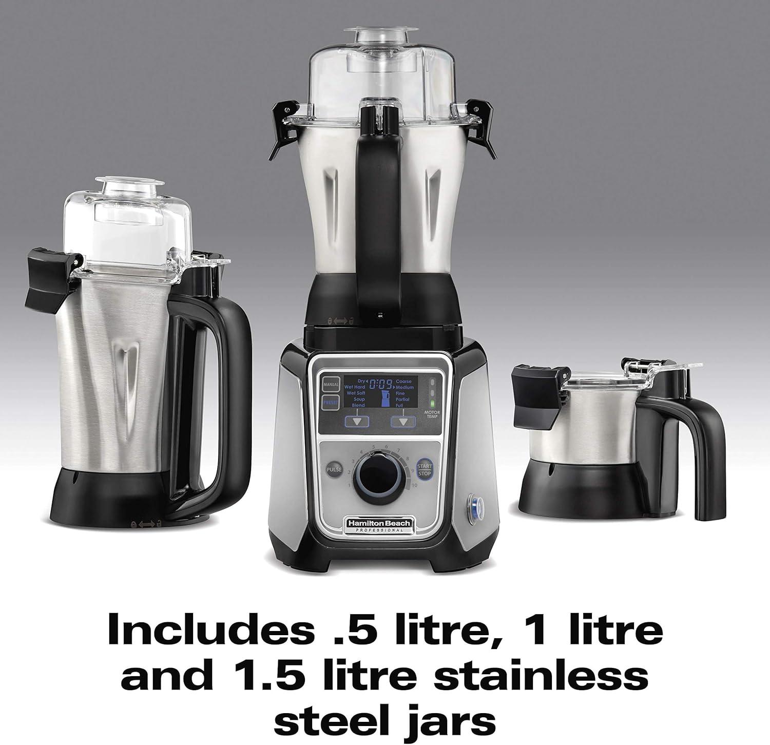 image:imageHamilton Beach Professional 4in1 Juicer Mixer Grinder CommercialGrade 1400 Watt Motor 3 Leakproof Jars For Wet and Dry Spices Chutneys and Curries Engineered in India amp USA 58770 Stainless