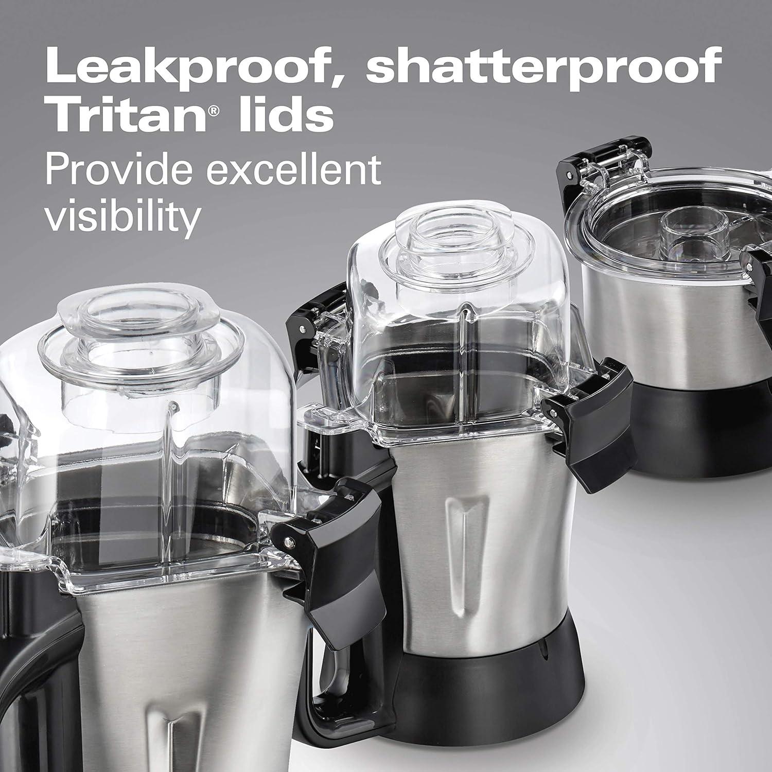 image:imageHamilton Beach Professional 4in1 Juicer Mixer Grinder CommercialGrade 1400 Watt Motor 3 Leakproof Jars For Wet and Dry Spices Chutneys and Curries Engineered in India amp USA 58770 Stainless