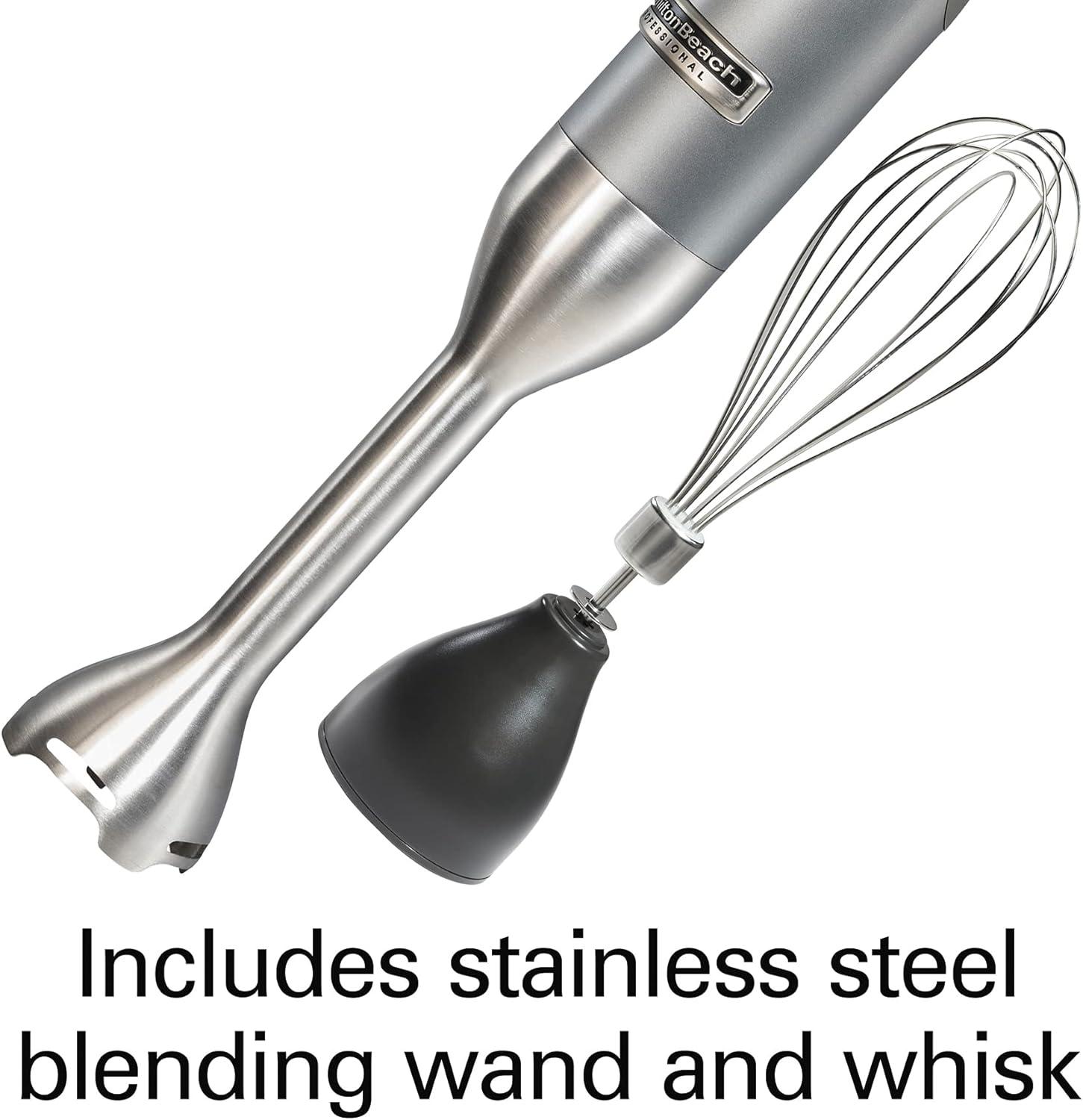 image:imageHamilton Beach Professional Electric Hand Immersion Blender with Variable Speed LED Screen 300 Watts of Peak Power Stainless Steel Whisk and Blade Silver 59750