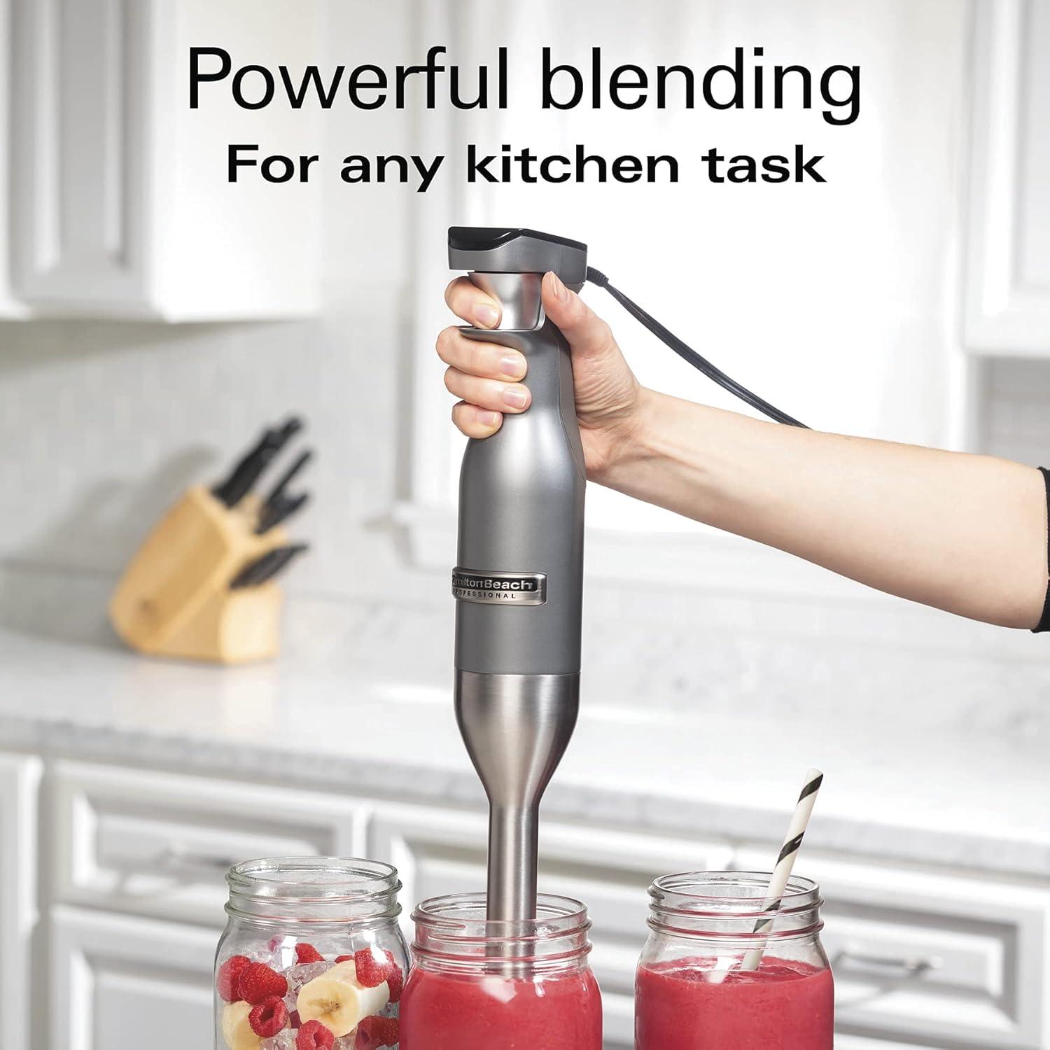 image:imageHamilton Beach Professional Electric Hand Immersion Blender with Variable Speed LED Screen 300 Watts of Peak Power Stainless Steel Whisk and Blade Silver 59750