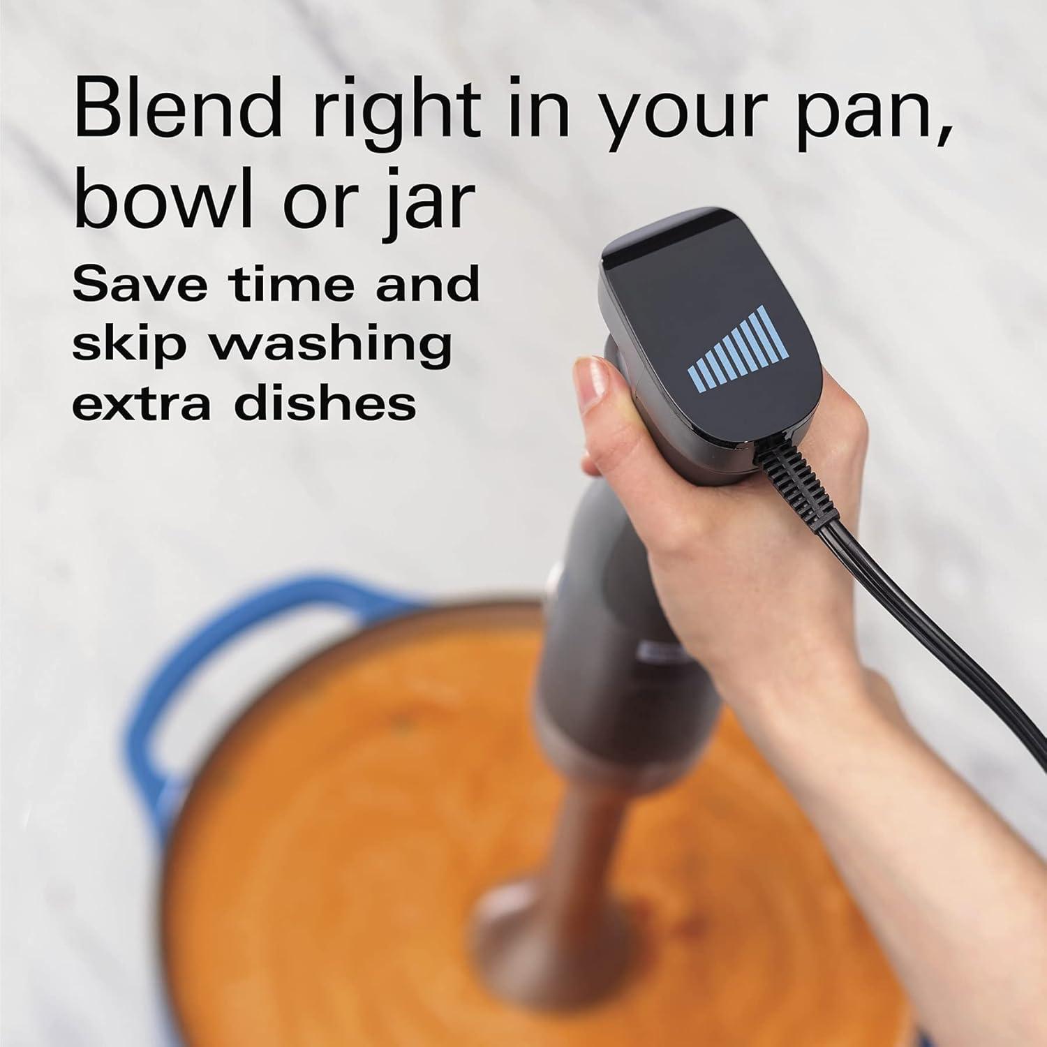 image:imageHamilton Beach Professional Electric Hand Immersion Blender with Variable Speed LED Screen 300 Watts of Peak Power Stainless Steel Whisk and Blade Silver 59750